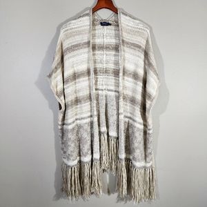 POLO RALPH LAUREN Knit Fringe Poncho Cardigan